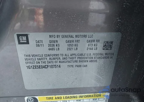 2012 Chevrolet Malibu 1Lz z USA, uszkodzony, nr VIN 1G1ZE5E04CF107514